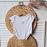 Body białe w paski 62 bawełna bawełniane myszka krótki rękaw