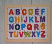 Puzzle drewniane, w ramce,  alfabet 