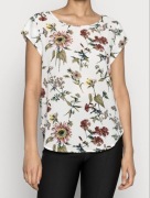 Rosso Blue Only 44 damska bluzka w kwiatowy wzór. Wiskoza len paski letnia