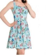 Hell Bunny rozkloszowana sukienka w róże Jaskółki pin up retro S Lindy bop