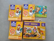 Zestaw puzzli 18m zwierzątka autka dinozaury