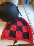 pokrowiec worek na kask narciarski XL czarny czerwony szachownica