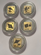 Płaszczki. Zestaw 5 sztuk. Srebrzona fi 32 mm. 2013 Gyges