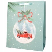 Torebka na prezenty "Auto w kuli", 18x23x10 cm