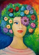 A. Maj. DUŻY OBRAZ OLEJNY 70x50cm Wiosenna fryzura