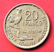 20 Franków 1950 r - Francja  Marianna /za głową napis podwójny/ stan !!