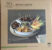 Miseczki do dipów Okrągła tacka BAMBUS porcelanowe salaterki 5 szt Komplet