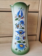 Wysoki wazon 30,5 cm Lubiana wzory kaszubskie zielony