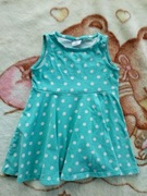 Miętowa zielona sukienka w kropki groszki grochy Polarn O. Pyret 80