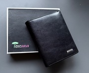 Portfel męski skóra naturalna pionowy czarny gładki pojemny