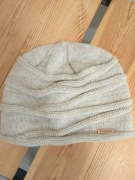 Czapka, podwójna, zimowa, ciepła, prosta, klasyczna, ecrue, wełniana