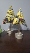 Komplet materiałowych choinek na pniu, rękodzieło