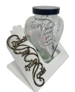 Znicz solarny fotowoltaiczny blacha biały z napisem nowoczesny