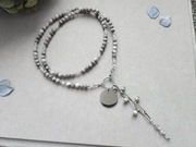 Naszyjnik z jaspisu i labradorytu w srebrnej stali UNIKAT 