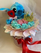 Prezent flower box z Stitchem walentynki *serce