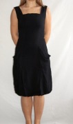 Czarna Sukienka Bombka z kieszeniami 36 AIK