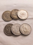 1 szyling Ag 500 - zestaw 6 sztuk