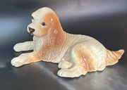 Figurka porcelanowa/ceramiczna: „Tęskniący spaniel”, duża, urocza