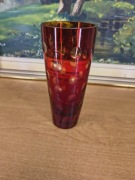 Wazon szklany rubinowy – szkło cięte,rubinowo–bursztynowe