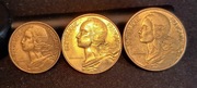Zestaw 10-20-50 Centimes Francja 63,64,72r.