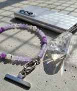 Biżuteryjna smycz do telefonu Agat kwasowany i Jedeit,brelok gsm XS