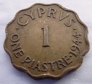 CYPR BRYTYJSKI 1 Piastre 1944 ŁADNA