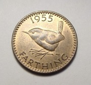 Wielka Brytania farthing 1955 PIĘKNA!