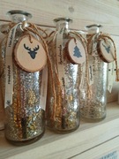 SZKLANE ZŁOTE WAZONIKI ŚWIĘTA BOŻE NARODZENIE RENIFER CHOINKA DREWNO 3 SZT