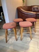 4 taborety komplet drewniane PRL do renowacji 