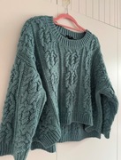 H&M niebieski morski sweter wełna wełniany oversize L 40