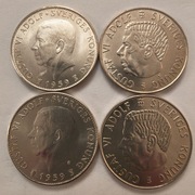 5 koron 1955x2,1959x2 Szwecja Cztery sztuki Ag 0,400 po 18 g 