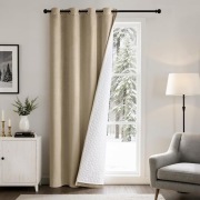 EMEMA zasłona aksamitna beżowa 260 x 132 cm termiczna zaciemniająca