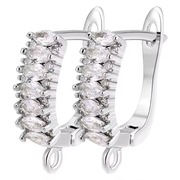 Baza do Kolczyków, z Cyrkonią, kolor srebrny, 1,7x1,3 cm.,1 para (2 szt).