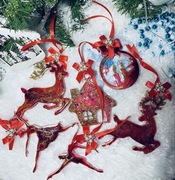 Zestaw świątecznych ozdób z żywicy epoksydowej + pudełko prezentowe