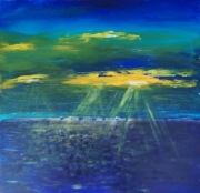 Obraz olejny na desce 54x54 - tytuł: Iluminacja