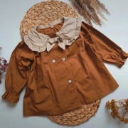 Płaszczyk kurteczka 92 vintage oldschool brązowa z kołnierzem kołnierzykiem