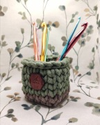 Mini koszyk, kosz ze sznurka HANDMADE - zielono-szary