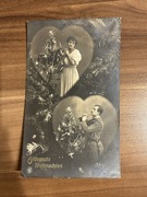 BOŻE NARODZENIE.BALON KOMPANIA.PRZEDWOJENNA POCZTÓWKA 1917r.