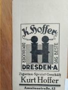 Reklama koperta sklepu z cygarami K. Hoffer Drezno 