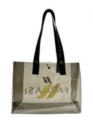 WODOODPORNA LETNIA TORBA ZE ZŁOTYMI APLIKACJAMI TRANSPARENTNA FARMASI