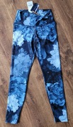 Legginsy damskie sportowe treningowe kwiaty niebieskie France Athlecia L