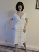 BODEN kremowa jedwabna sukienka warstwowe falbanki 100% jedwab_ L