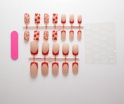 Sztuczne paznokcie PRESS ON, czerwony french z serduszkami, walentynki