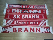 Zestaw 5x szalik SK Brann Bergen - kibic, Norwegia, kolekcja szalików 