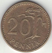 Finlandia 20 pennia 1971 - 22 mm - nr 2