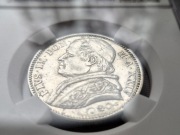 Papal States - Watykan - Pius IX - 2 liry 1870 - grading NGC AU58