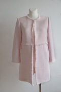 Różowy płaszczyk marynarka Zara S tweed boucle Barbie