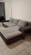 Narożnik / Kanapa / Salon / 265 cm szerokość / szary - czarny