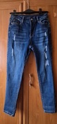 Jeansy ciemny granat przetarcia. roz. XL