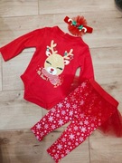 komplet świąteczny dziewczęcy leginsy body opaska 74 80 86